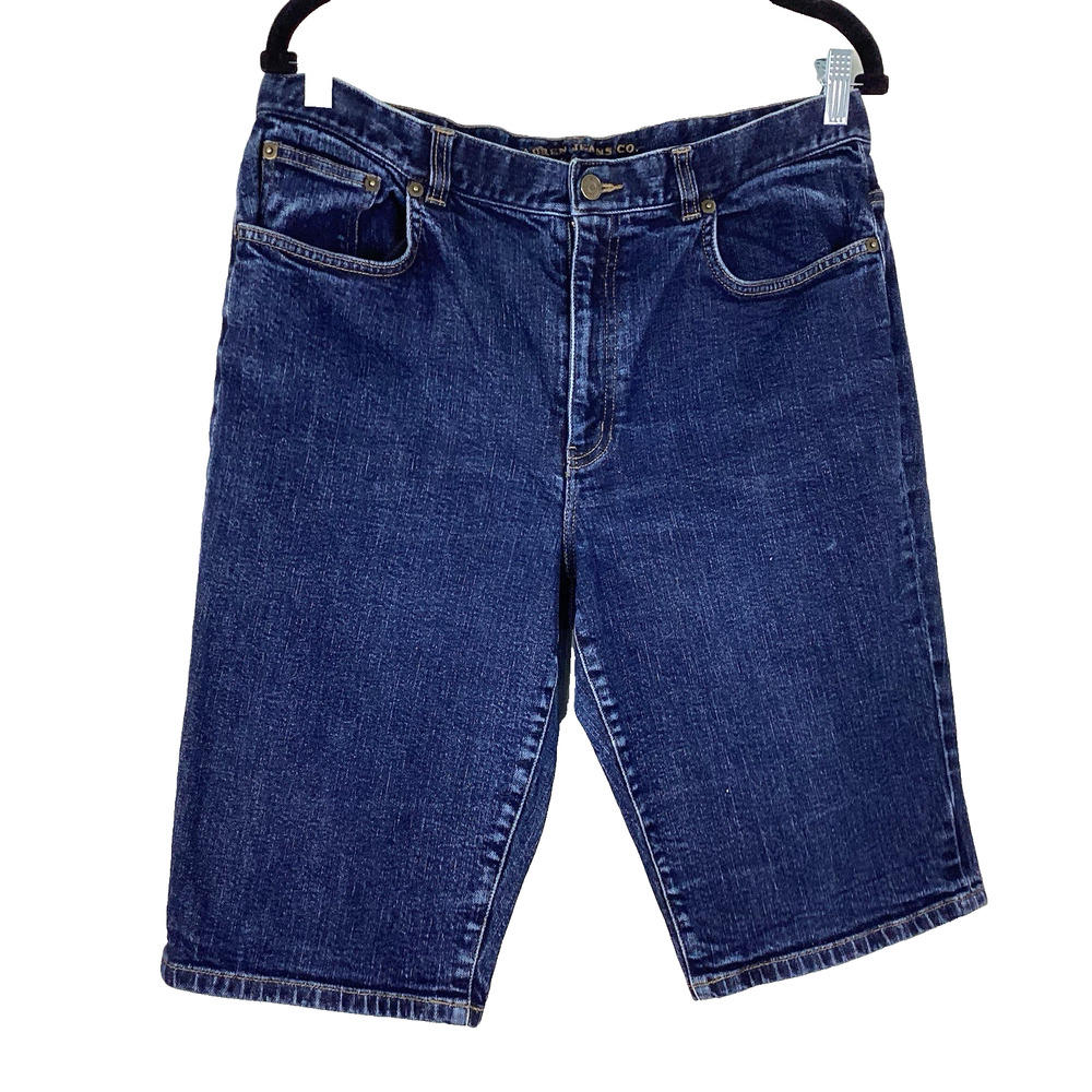 VTG Lauren Jeans Co Ralph Lauren Womens Denim Bermuda Shorts Size 12 Dark Wash